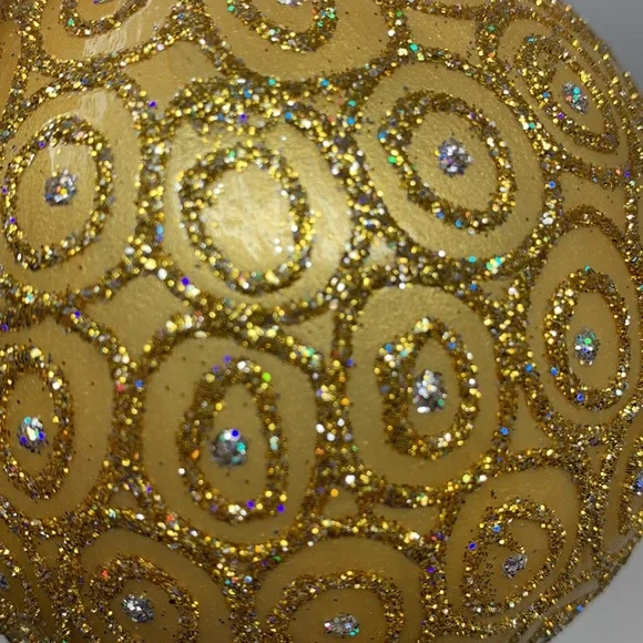 Large round gold glitter Christmas tree ornament decoration vintage decor - Picture 15 of 17